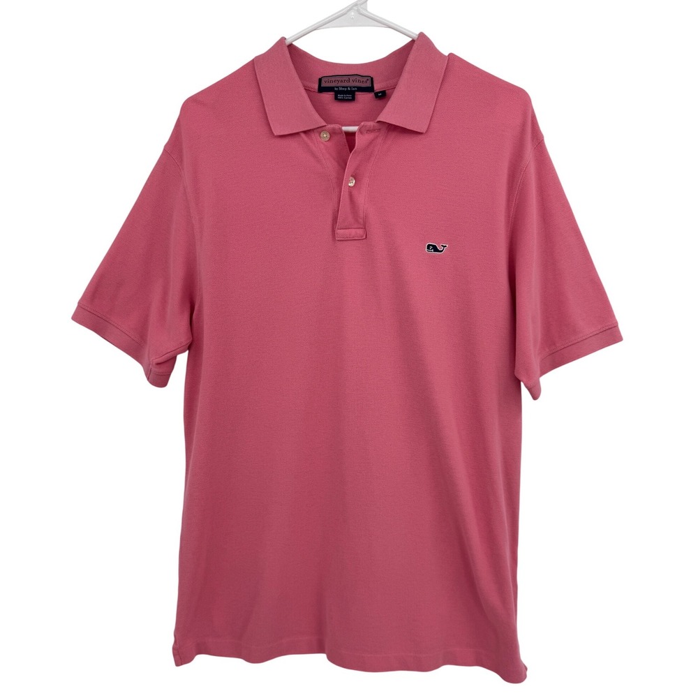 Vineyard Vines Mens Pink Short Sleeve Whale Logo Pique‎ Polo Shirt Size M